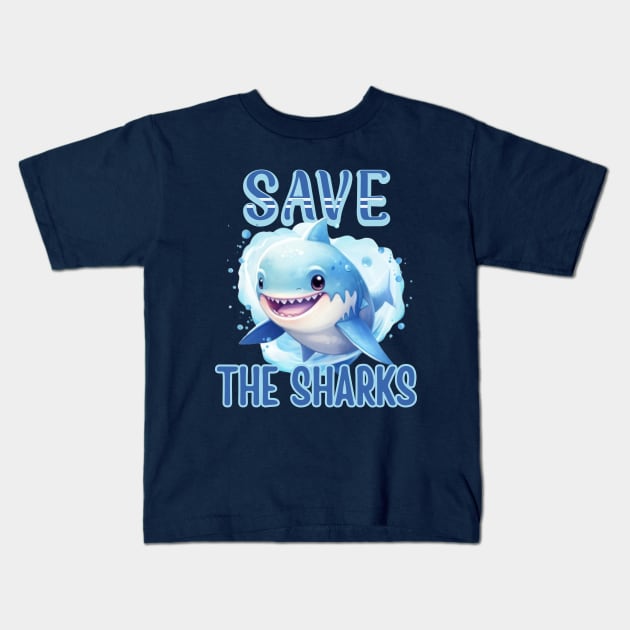 Save The Sharks Kids T-Shirt by Janickek Design